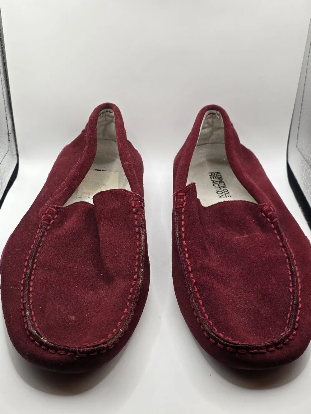 Kenneth Cole Reaction Womens 10M Suede Driving Moccasins Loafers Burgundy Red